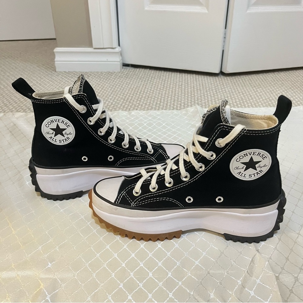 Converse Run Star Hike Black High-Tops Platform Lugged Sole Shoes